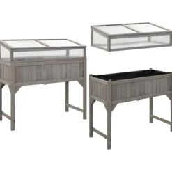 vidaXL Hochbeet mit Gewächshaus 110x54x120 cm Massivholz Tanne