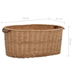 vidaXL Holzkorb mit Tragegriffen 78 x 54 x 34 cm Natur Weide