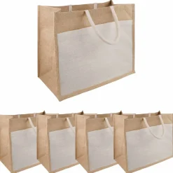 vidaXL Jute-Handtaschen mit Tasche 5 pcs 42 x 33 x 19 cm