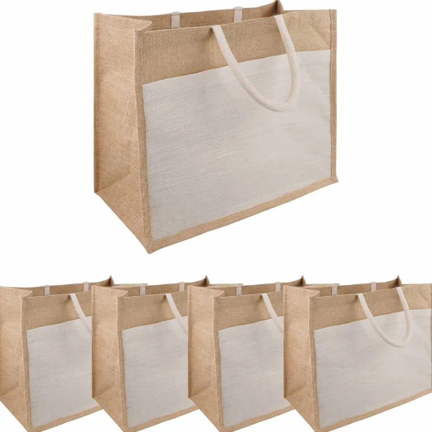 vidaXL Jute-Handtaschen mit Tasche 5 pcs 42 x 33 x 19 cm
