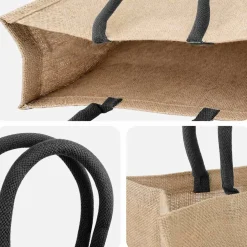 vidaXL Jute-Handtaschen 10 pcs Natürlich und Schwarz 42 x 33 x 19 cm