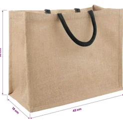 vidaXL Jute-Handtaschen 5 pcs Natürlich und Schwarz 42 x 33 x 19 cm
