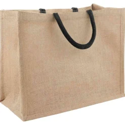 vidaXL Jute-Handtaschen 5 pcs Natürlich und Schwarz 42 x 33 x 19 cm