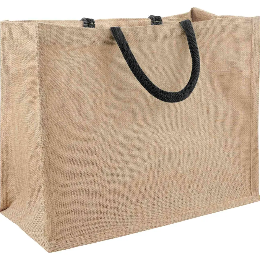vidaXL Jute-Handtaschen 5 pcs Natürlich und Schwarz 42 x 33 x 19 cm