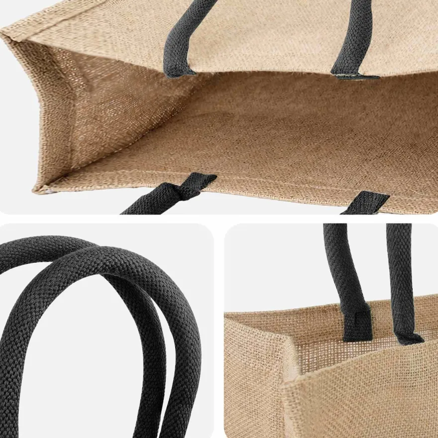 vidaXL Jute-Handtaschen 5 pcs Natürlich und Schwarz 42 x 33 x 19 cm