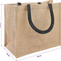 vidaXL Jute-Handtaschen 5 pcs Natürlich und Schwarz 26 x 22 x 14 cm