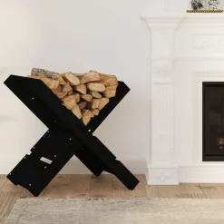 vidaXL Kaminholzhalter Schwarz 47x39,5x48 cm Massivholz Kiefer