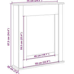 vidaXL Kaminumrandung Betongrau 75x20x87,5 cm Holzwerkstoff