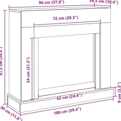 vidaXL Kaminumrandung Braun Eichen-Optik 100x30x87,5 cm Holzwerkstoff