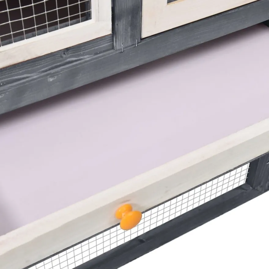 vidaXL Kaninchenstall Grau und Weiß 140x63x120 cm Tanne Massivholz