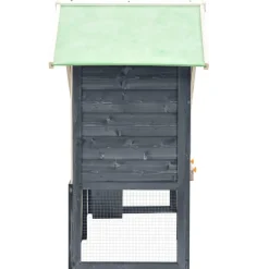 vidaXL Kaninchenstall Grau und Weiß 140x63x120 cm Tanne Massivholz