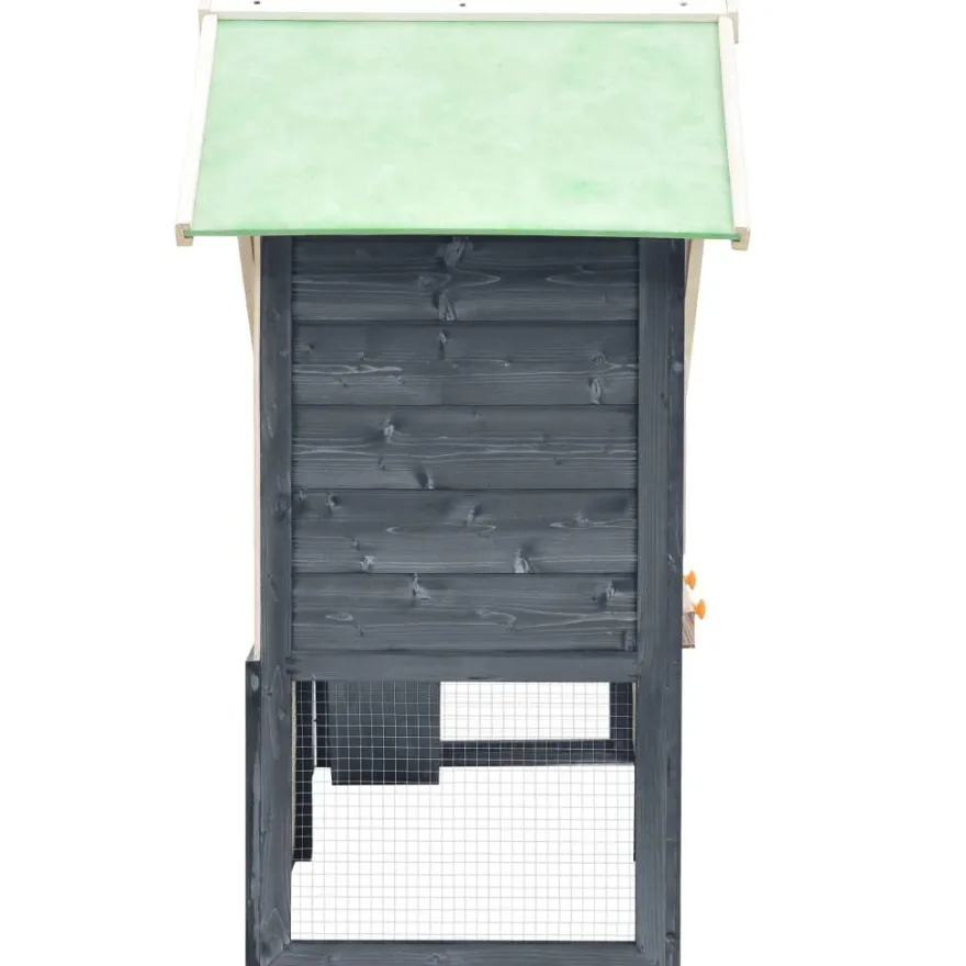 vidaXL Kaninchenstall Grau und Weiß 140x63x120 cm Tanne Massivholz