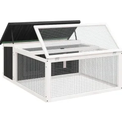vidaXL Kaninchenstall Grau 117,5x97x47,5 cm Massivholz Kiefer