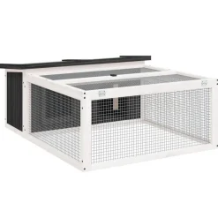 vidaXL Kaninchenstall Grau 117,5x97x47,5 cm Massivholz Kiefer