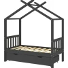 vidaXL Kinderbett mit Schublade Dunkelgrau Massivholz Kiefer 70x140 cm