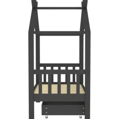 vidaXL Kinderbett mit Schublade Dunkelgrau Massivholz Kiefer 70x140 cm