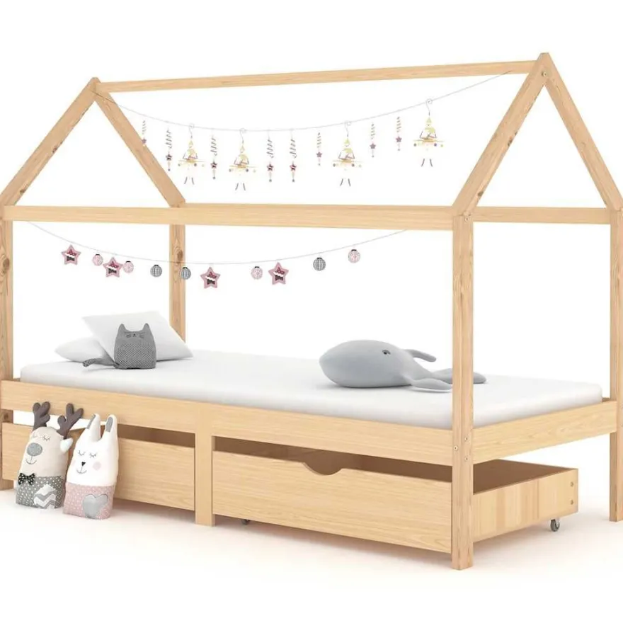 vidaXL Kinderbett mit Schubladen Massivholz Kiefer 90x200 cm