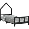 vidaXL Kinderbett Schwarz 90x200 cm Massivholz Kiefer