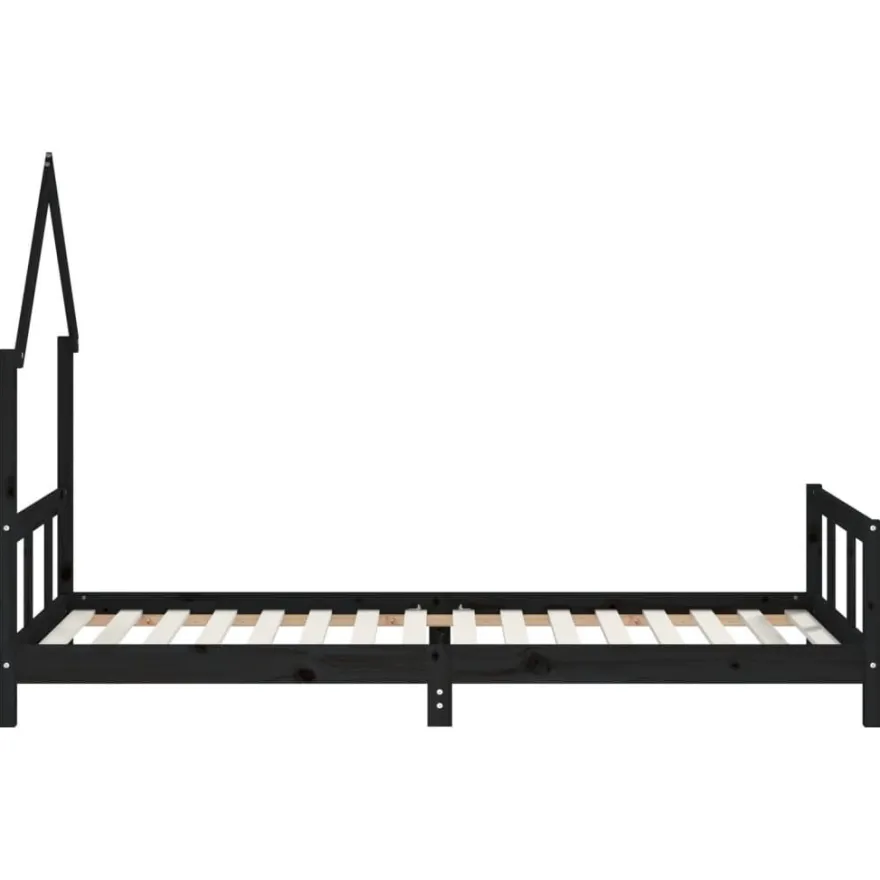 vidaXL Kinderbett Schwarz 90x200 cm Massivholz Kiefer