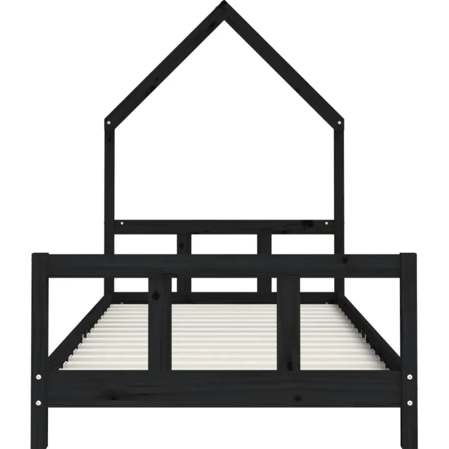 vidaXL Kinderbett Schwarz 90x200 cm Massivholz Kiefer