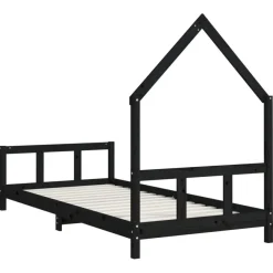 vidaXL Kinderbett Schwarz 90x200 cm Massivholz Kiefer