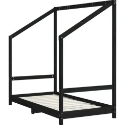 vidaXL Kinderbett Schwarz 2x(80x160) cm Massivholz Kiefer