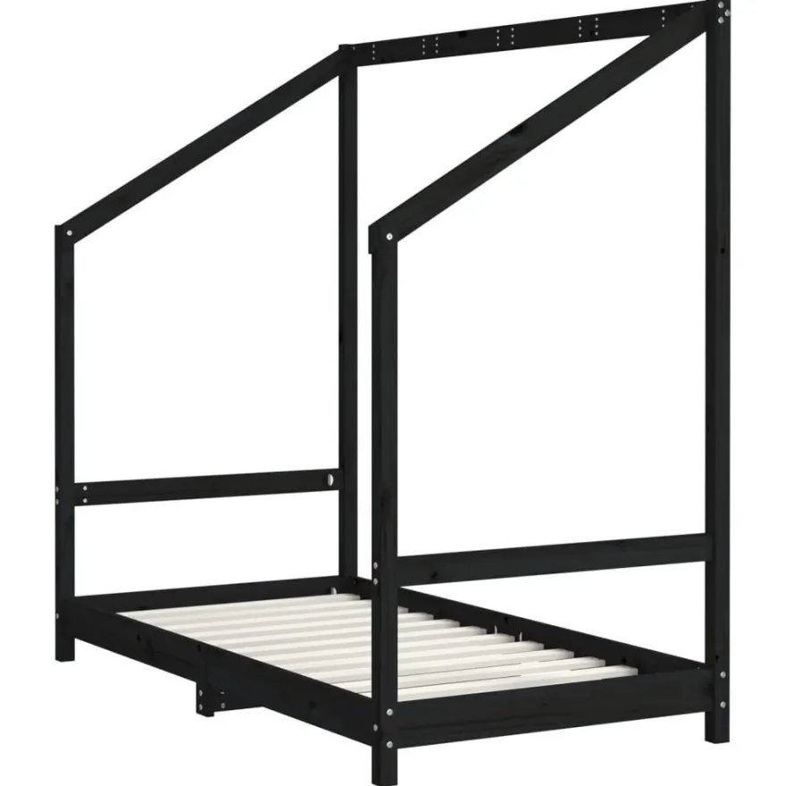 vidaXL Kinderbett Schwarz 2x(80x160) cm Massivholz Kiefer