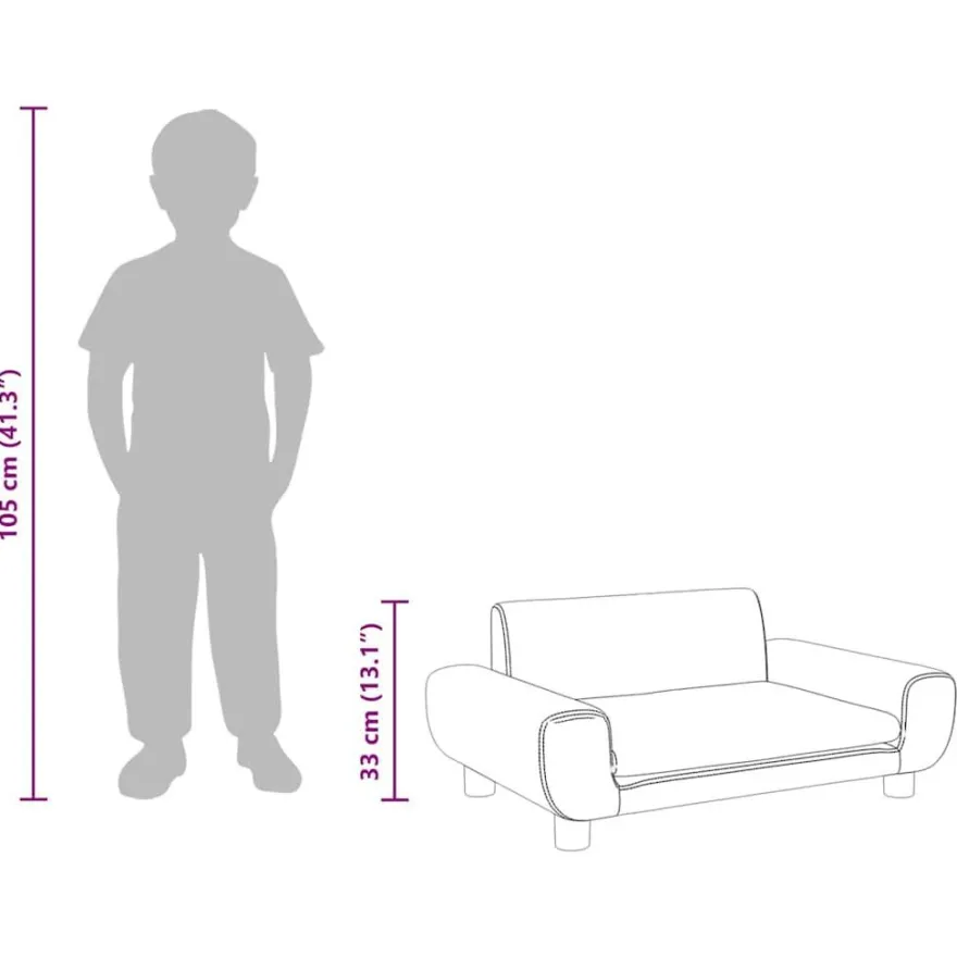 vidaXL Kindersofa Braun 70x45x33 cm Samt