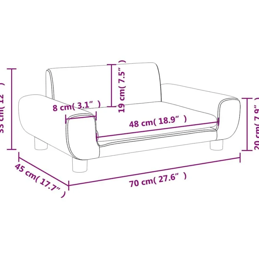 vidaXL Kindersofa Braun 70x45x33 cm Samt