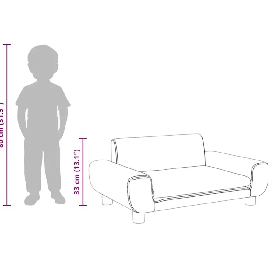 vidaXL Kindersofa Braun 70x45x33 cm Samt