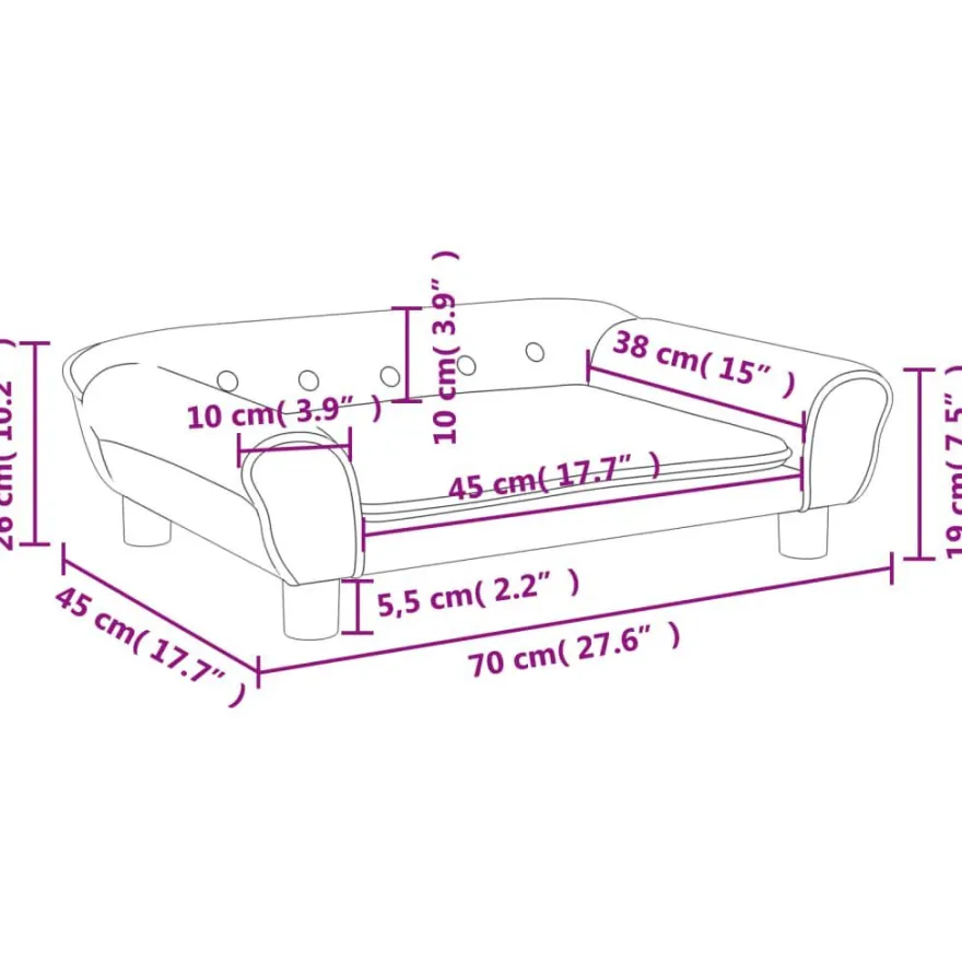 vidaXL Kindersofa Creme 70x45x26 cm Samt