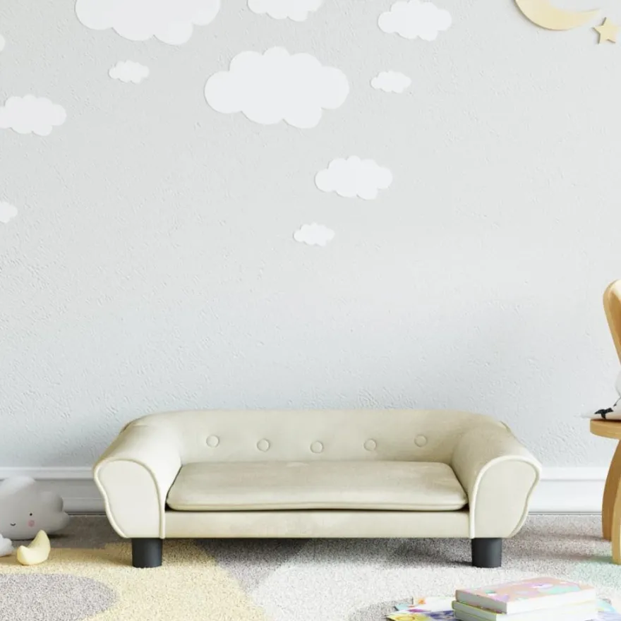 vidaXL Kindersofa Creme 70x45x26 cm Samt
