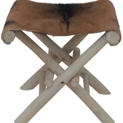 vidaXL Klapphocker Echtleder und Massivholz Teak
