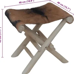 vidaXL Klapphocker Echtleder und Massivholz Teak