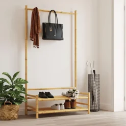 vidaXL Kleiderständer mit Ablagen 103x40x183 cm Bambus