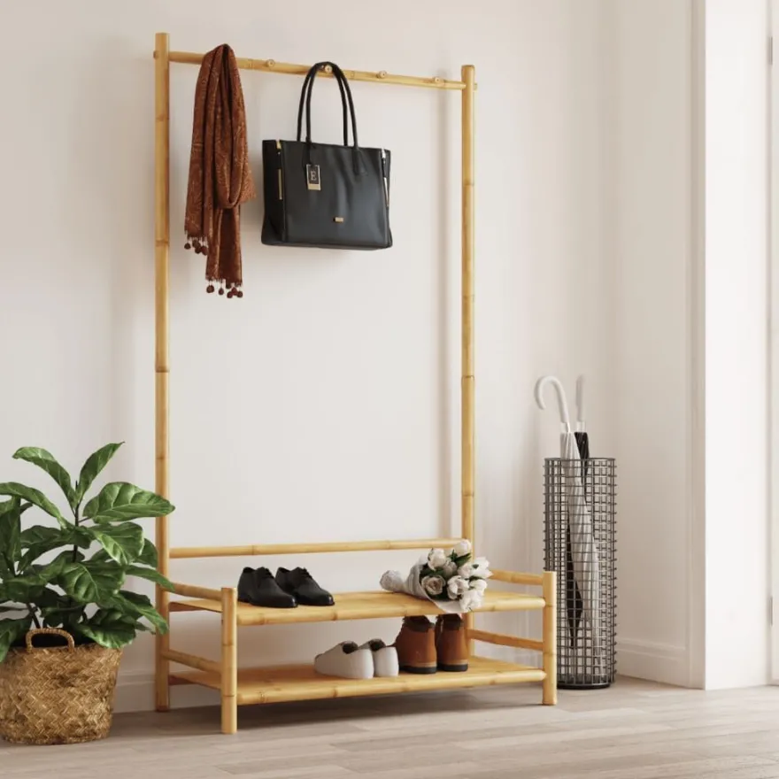 vidaXL Kleiderständer mit Ablagen 103x40x183 cm Bambus