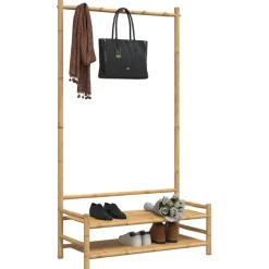 vidaXL Kleiderständer mit Ablagen 103x40x183 cm Bambus