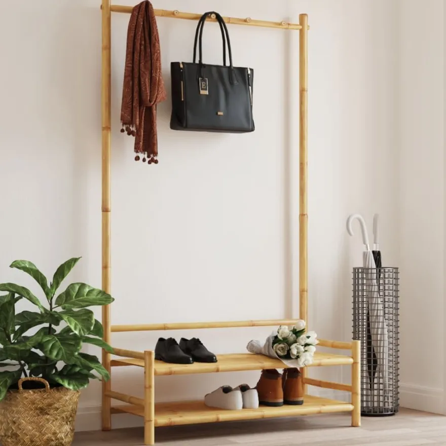 vidaXL Kleiderständer mit Ablagen 103x40x183 cm Bambus