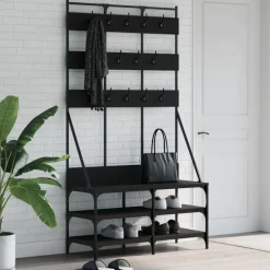 vidaXL Kleiderständer mit Schuhablage Schwarz 100x40x184 cm