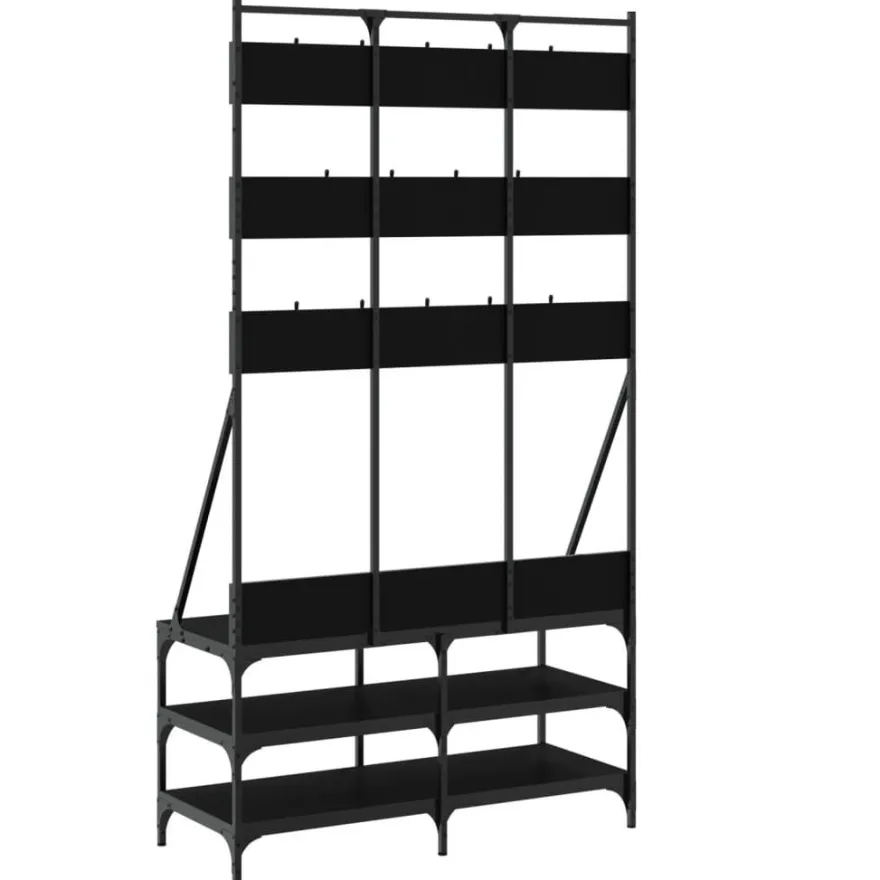 vidaXL Kleiderständer mit Schuhablage Schwarz 100x40x184 cm