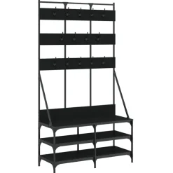 vidaXL Kleiderständer mit Schuhablage Schwarz 100x40x184 cm