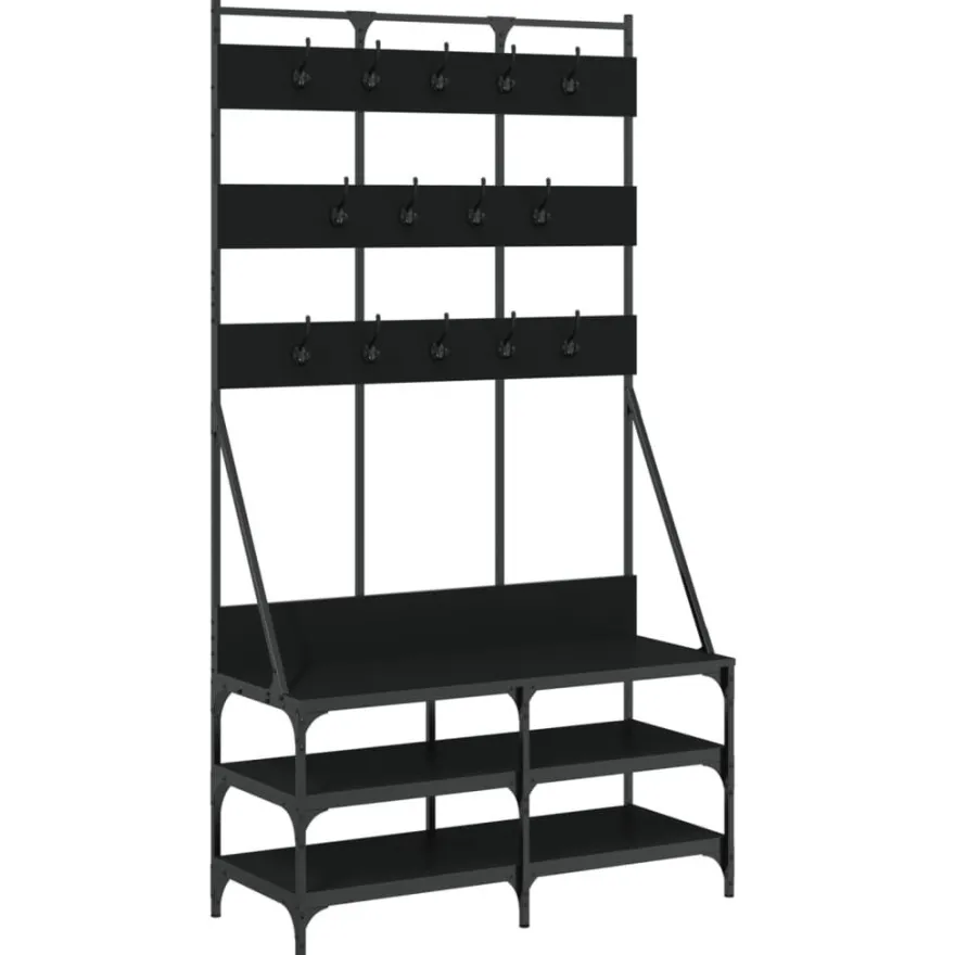 vidaXL Kleiderständer mit Schuhablage Schwarz 100x40x184 cm