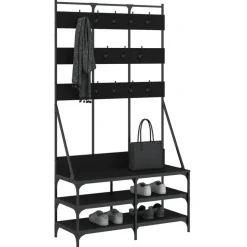 vidaXL Kleiderständer mit Schuhablage Schwarz 100x40x184 cm