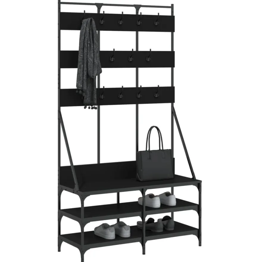 vidaXL Kleiderständer mit Schuhablage Schwarz 100x40x184 cm