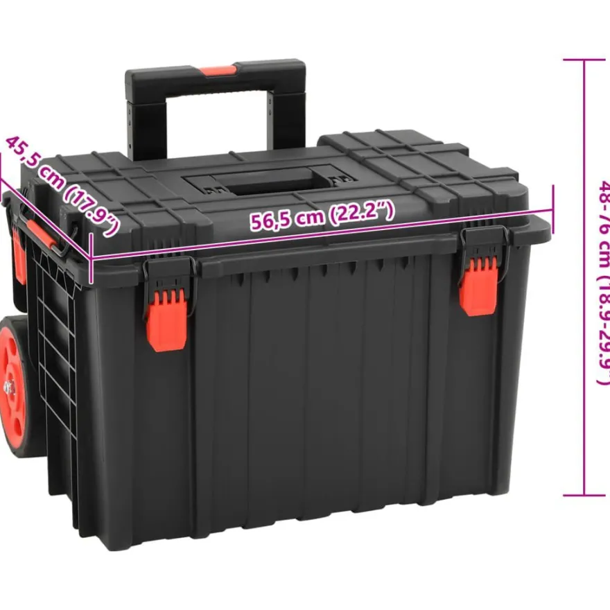 vidaXL Koffer für Flugreise Tragbar Schwarz 56,5x45,5x48 cm PP