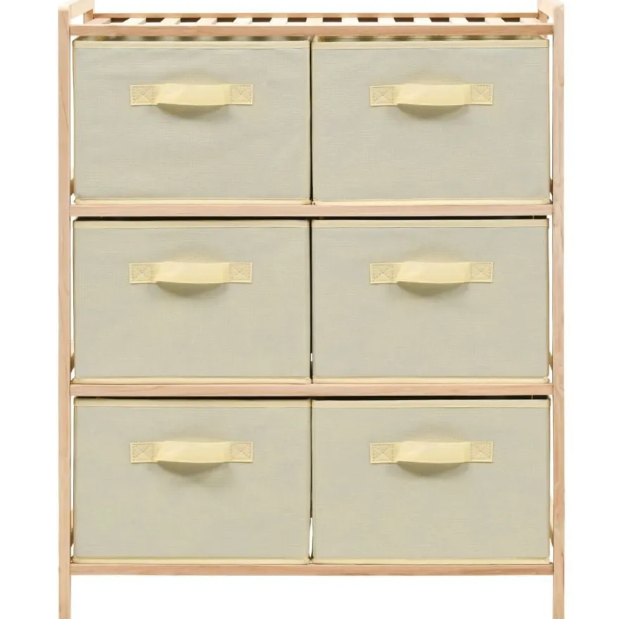 vidaXL Korb-Kommode mit 6 Stoffkörben Zedernholz Beige