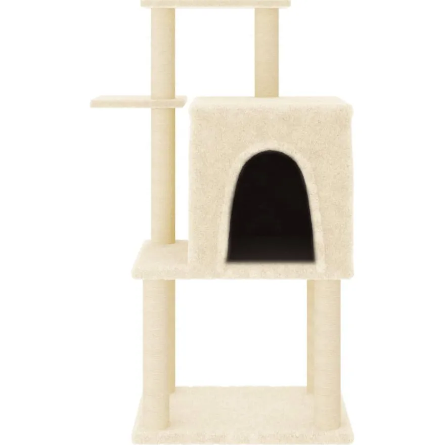 vidaXL Kratzbaum mit Sisal-Kratzsäulen Creme 97 cm
