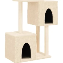 vidaXL Kratzbaum mit Sisal-Kratzsäulen Creme 86 cm