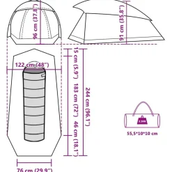 vidaXL Kuppel-Campingzelt 1 Person Grün Wasserdicht