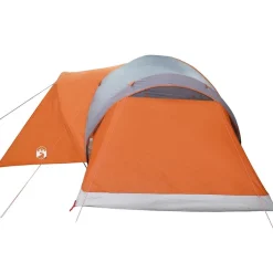 vidaXL Kuppel-Familienzelt 6 Personen Grau und Orange Wasserdicht